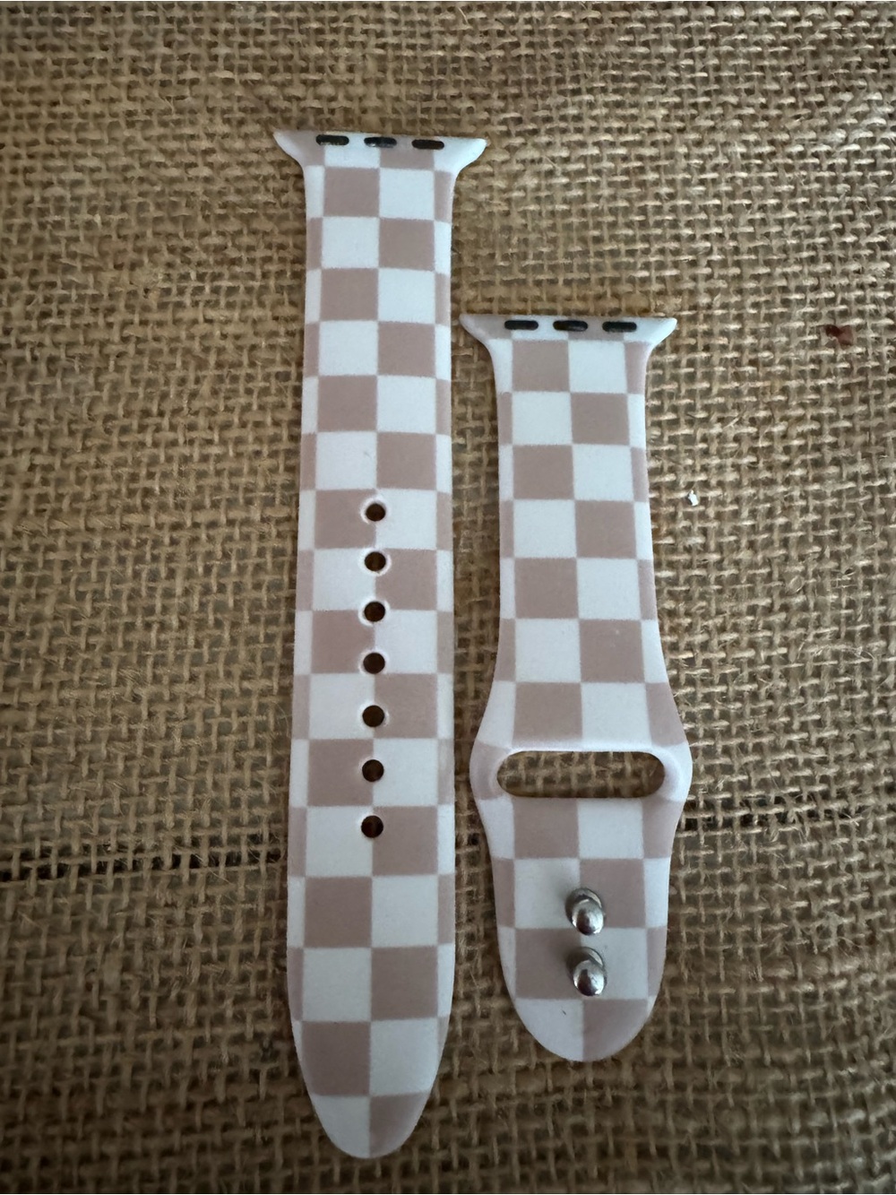 Silicone Checkered Watch Band Replacement - Beige & White fits Apple I-watch40mm